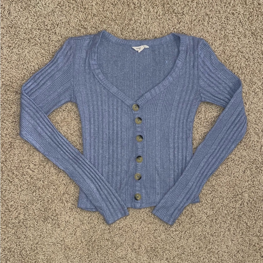 Junior Size XS Ribbed Knit Cropped Cardigan-look Top by Aeropostale